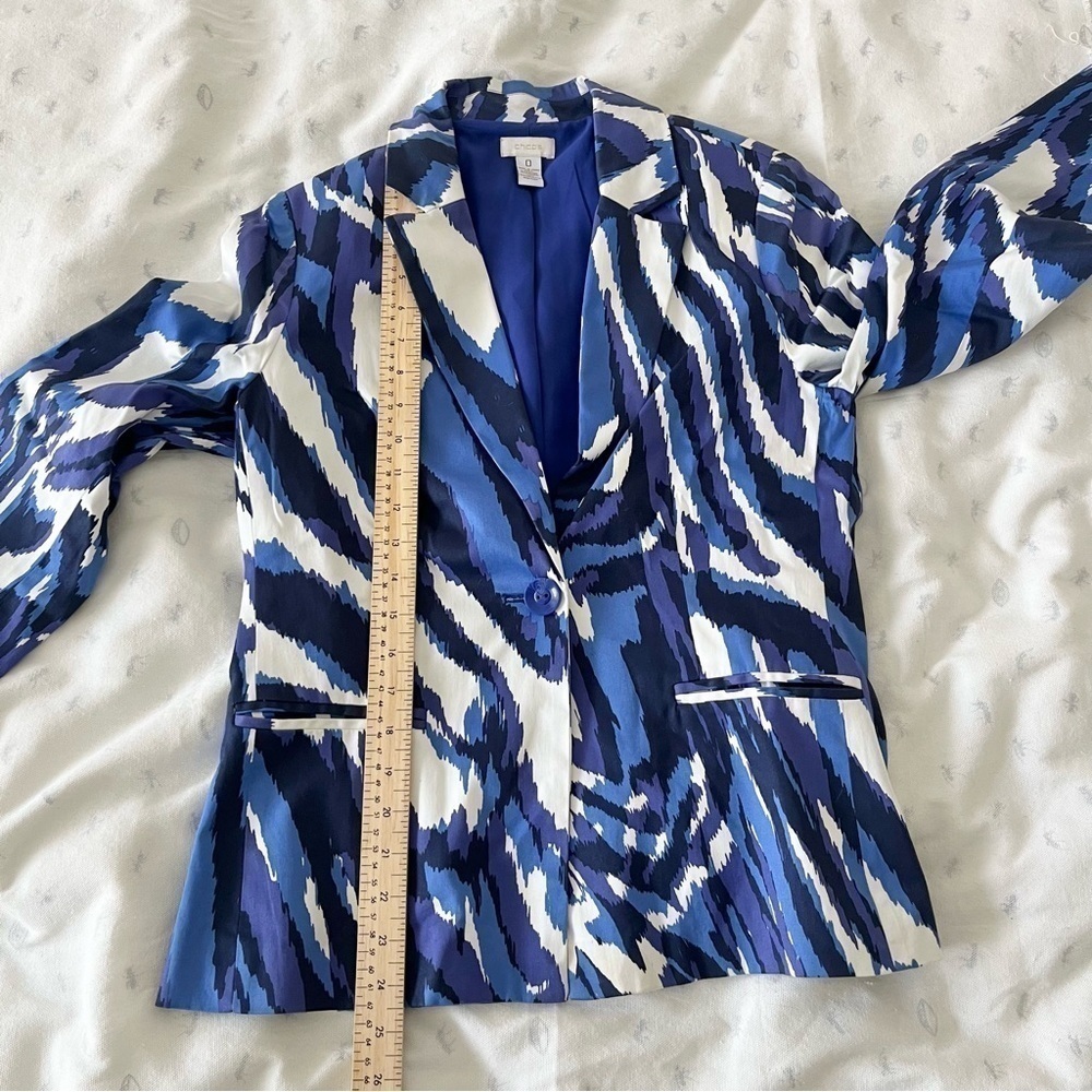 Chico’s Animal Print Blazer – Blue Purple Structured Statement Jacket, US Small - Picture 12 of 16